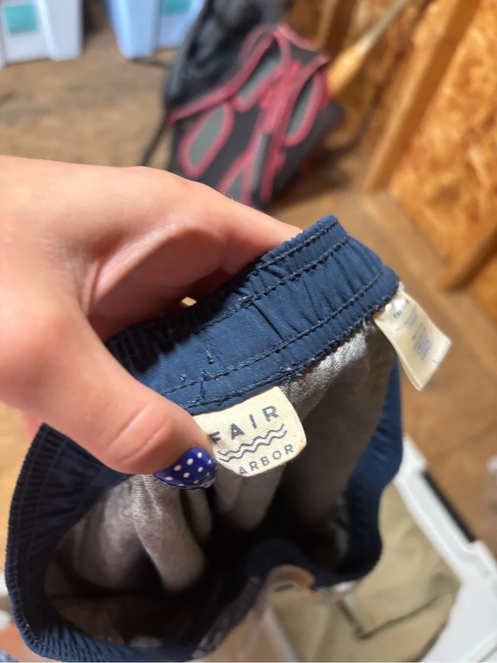 Fair Harbor Navy and Light Blue Kids Swim Trunks